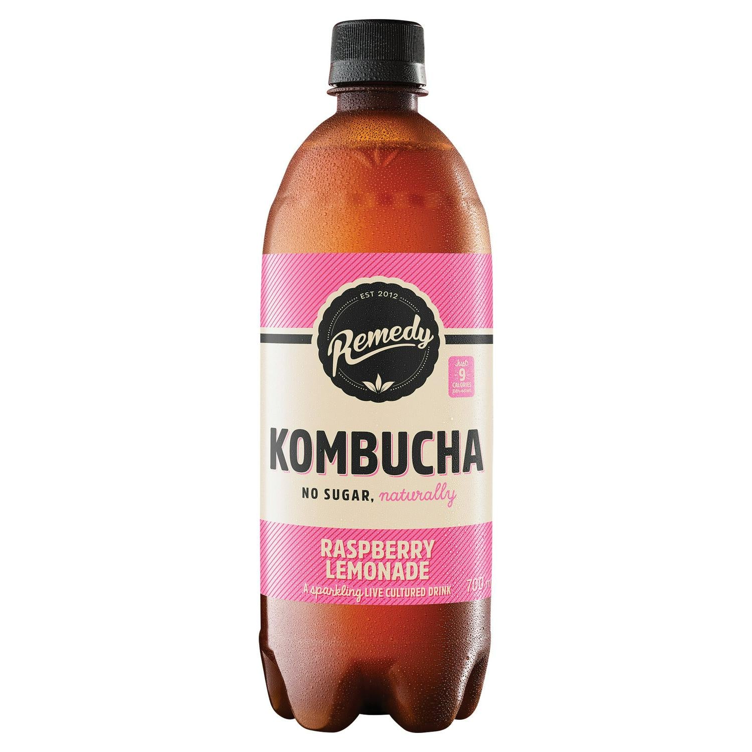 Remedy Kombucha Raspberry Lemonade 700ml, imported from the UK