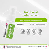 BetterYou D3000 Vitamin D3 Oral Spray Peppermint 15ml - British product