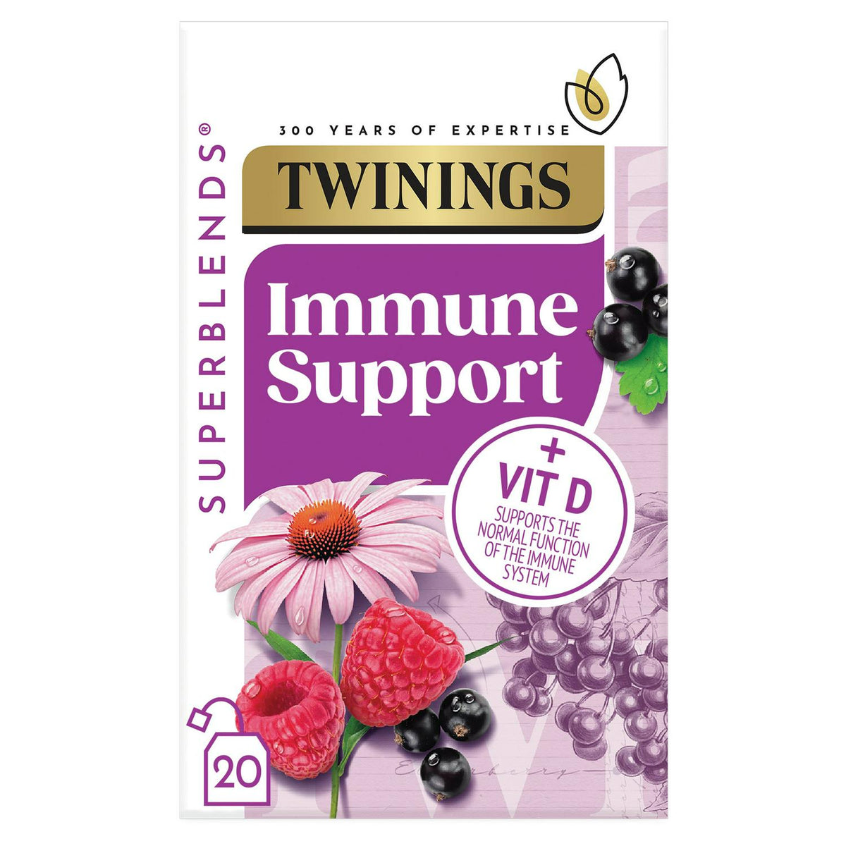 Twinings Superblends Immune Support Blackcurrant & Raspberry Tea Bags x20 40g