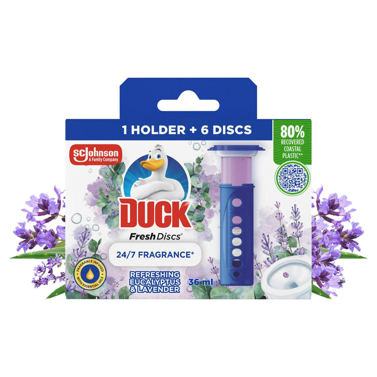 Duck Toilet Fresh Disc Holder & Refill Eucalyptus & Lavender 36ml
