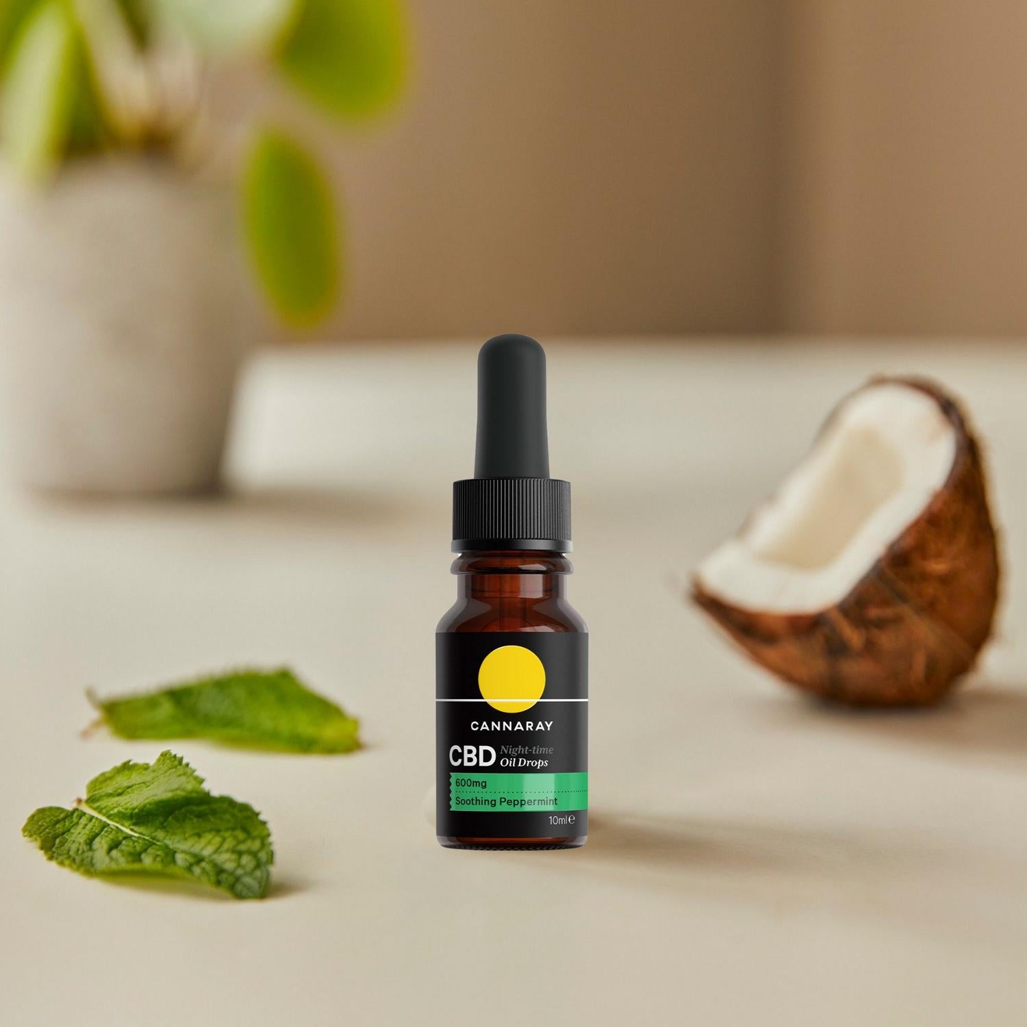 Cannaray CBD night oil drops peppermint 10ml - British product