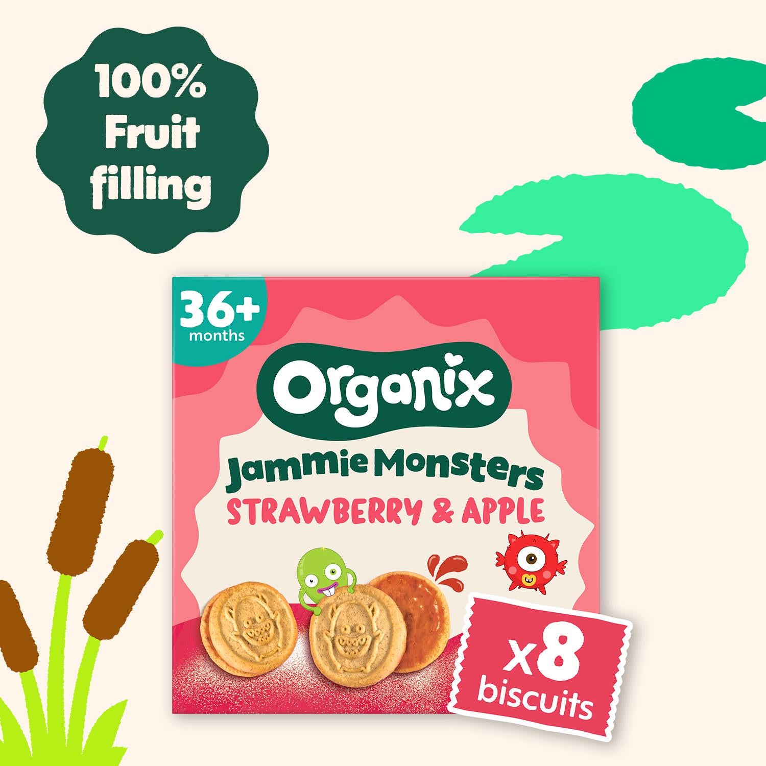 Organix Jammie Monsters toddler biscuits multipack 8x8g (British brand)