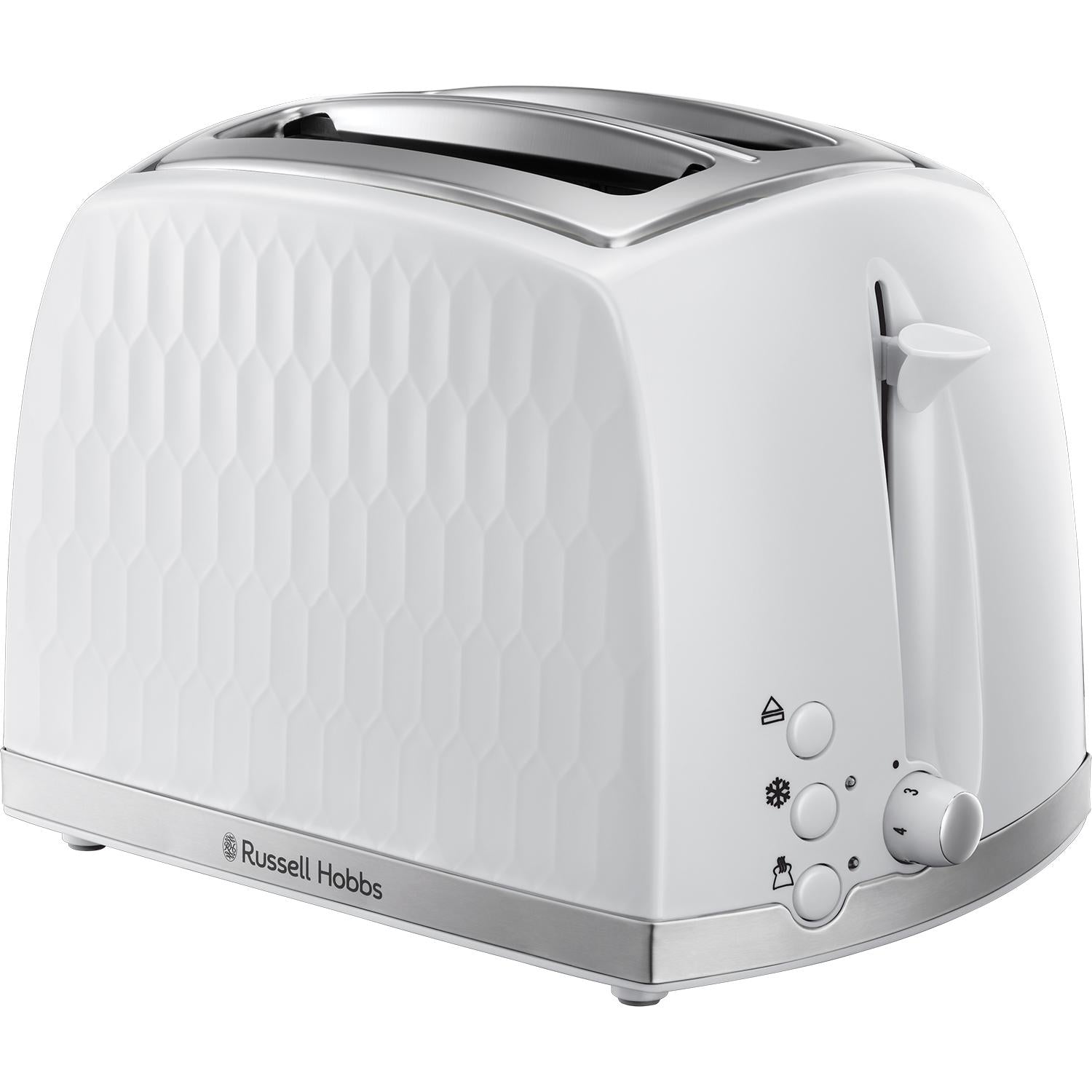 Russell Hobbs Honeycomb white 2 slice toaster, UK version