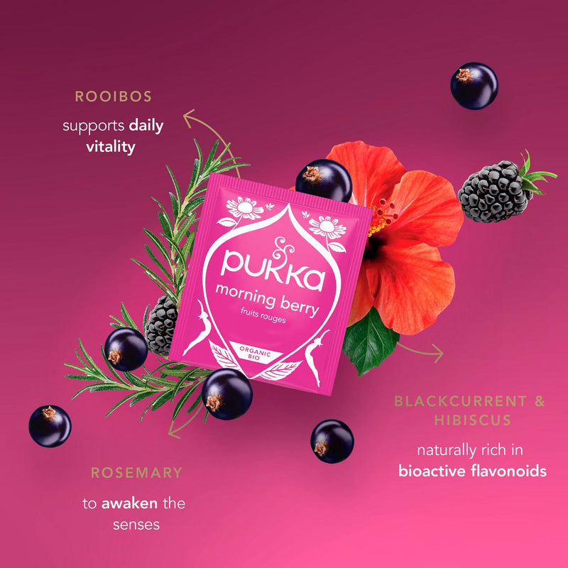 Pukka Organic Morning Berry Fruit Tea Home Compostable Herbal Tea Bags x20
