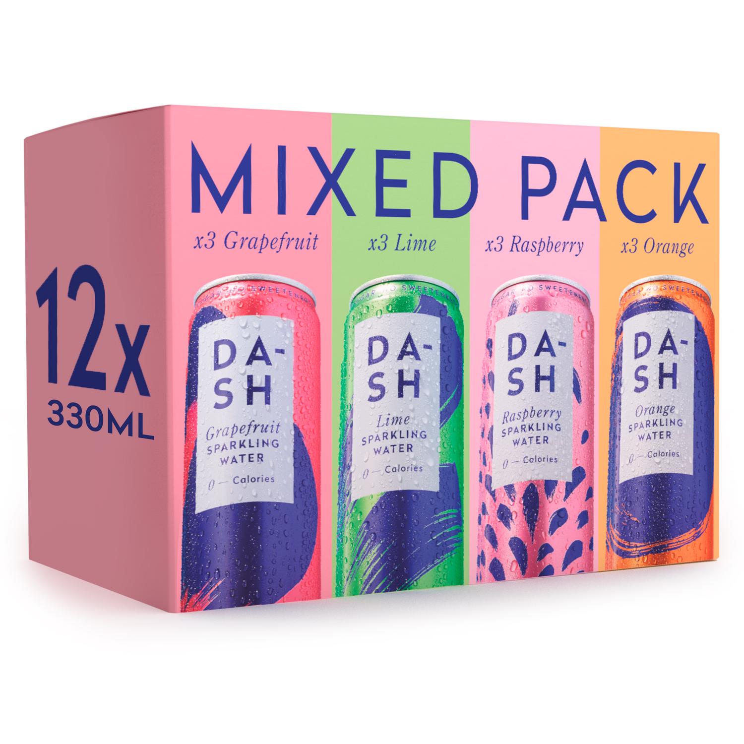 Dash Sparkling Water Mixed Pack 12 x 330ml - British product