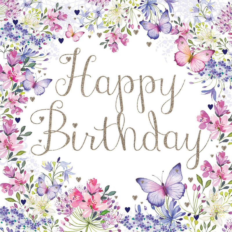 Nigel Quiney birthday card flowers butterflies, UK version