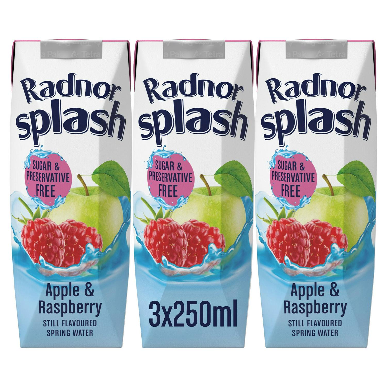 Radnor Splash apple and raspberry flavoured spring water 250ml, imported from the UK