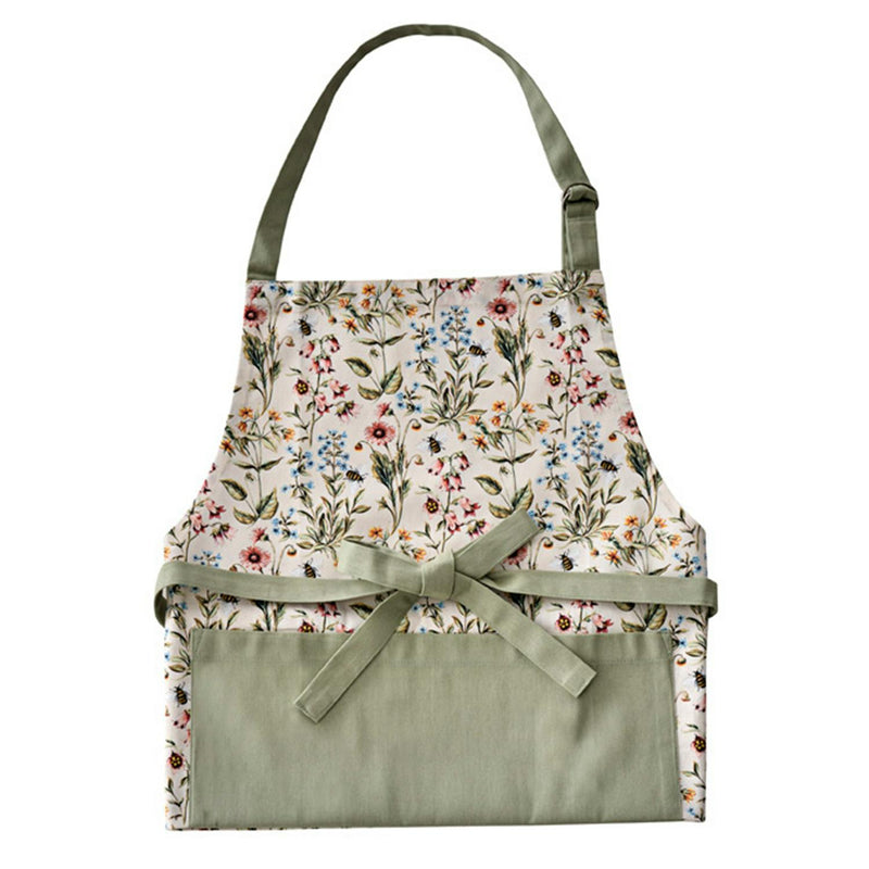 Sainsbury's Home Bee Floral Apron Sage Green 82x69cm (British brand)