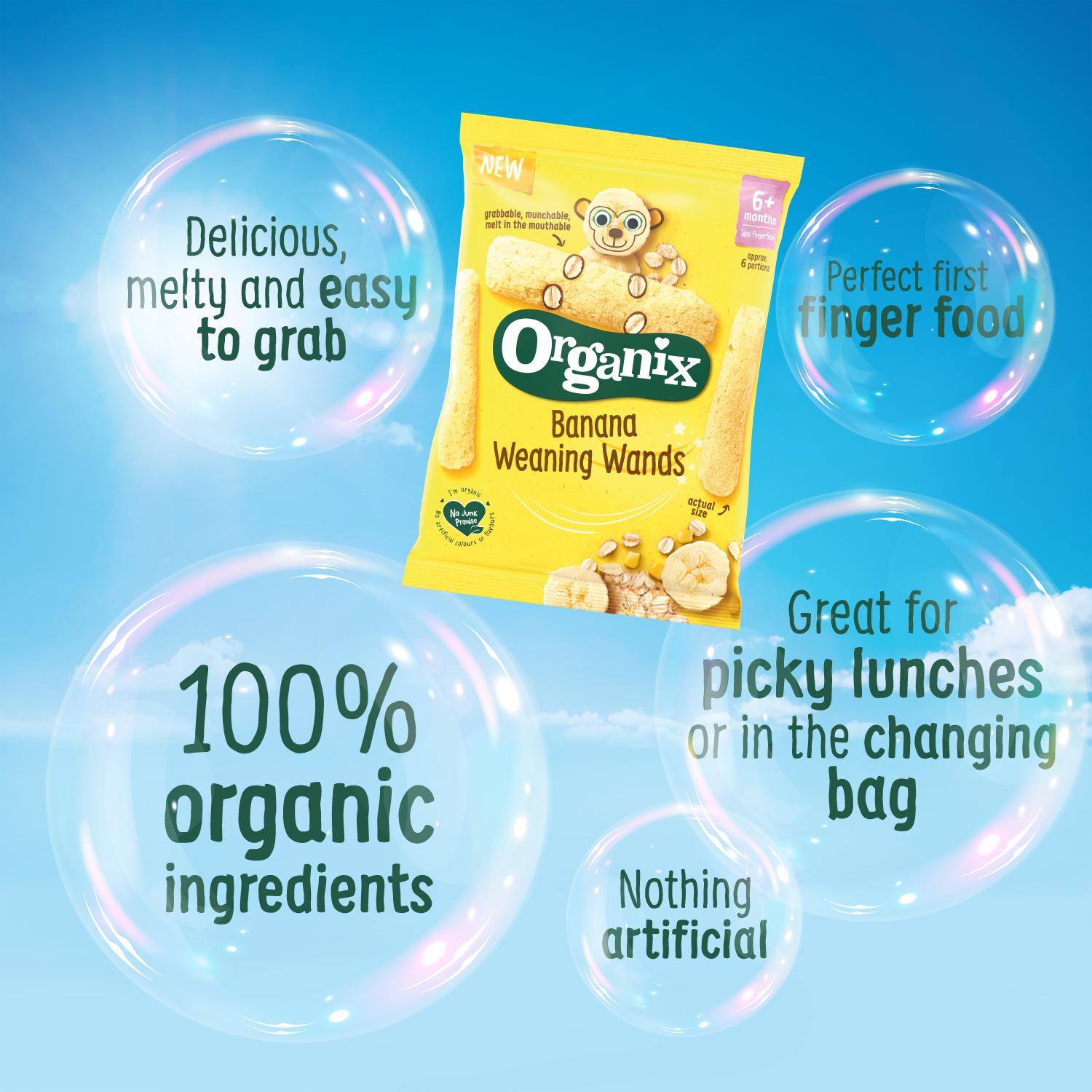 Organix banana weaning wands baby puffs 25g - British product