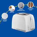 Russell Hobbs Honeycomb white 2 slice toaster, UK version