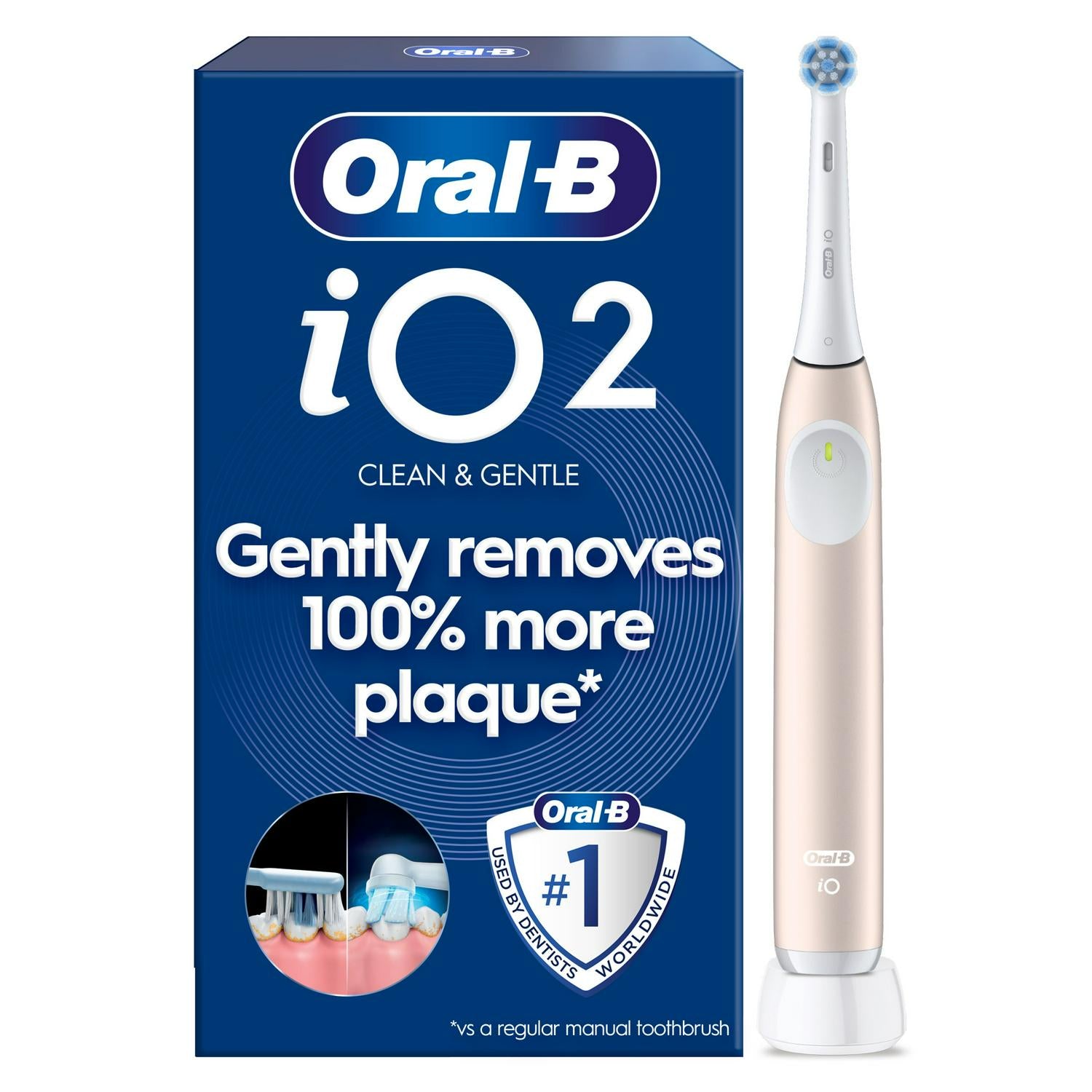 Oral-B iO2 Calm Pink electric toothbrush with pressure sensor (British brand)