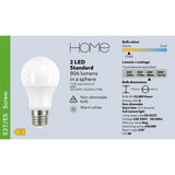 Sainsbury's Home Pack of 2 LED Standard 60W ES Light Bulb