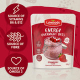 Linwoods Energy Overnight Oats Strawberry Flavour 300g, UK version