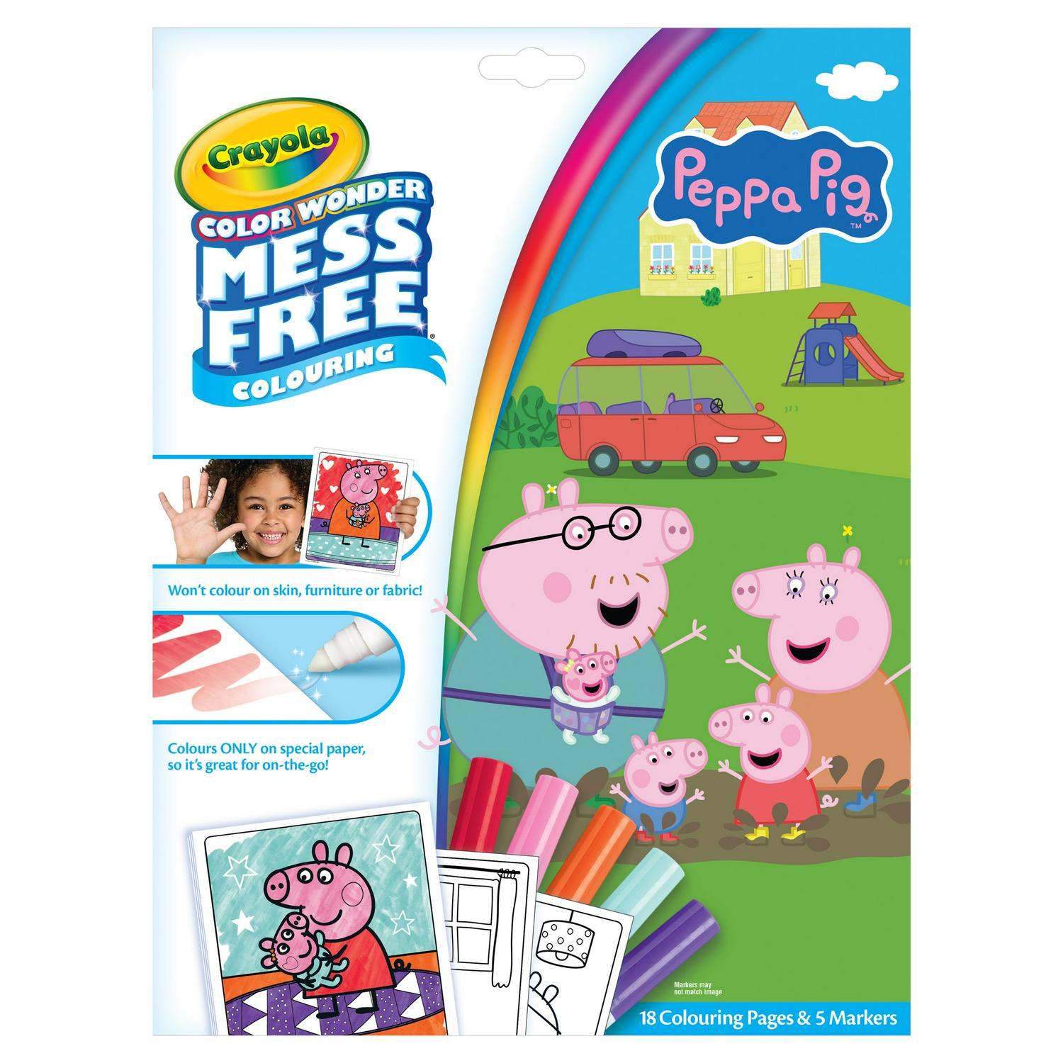 Crayola Colouring Pen Set Peppa Pig 5 Markers 18 Pages - British product