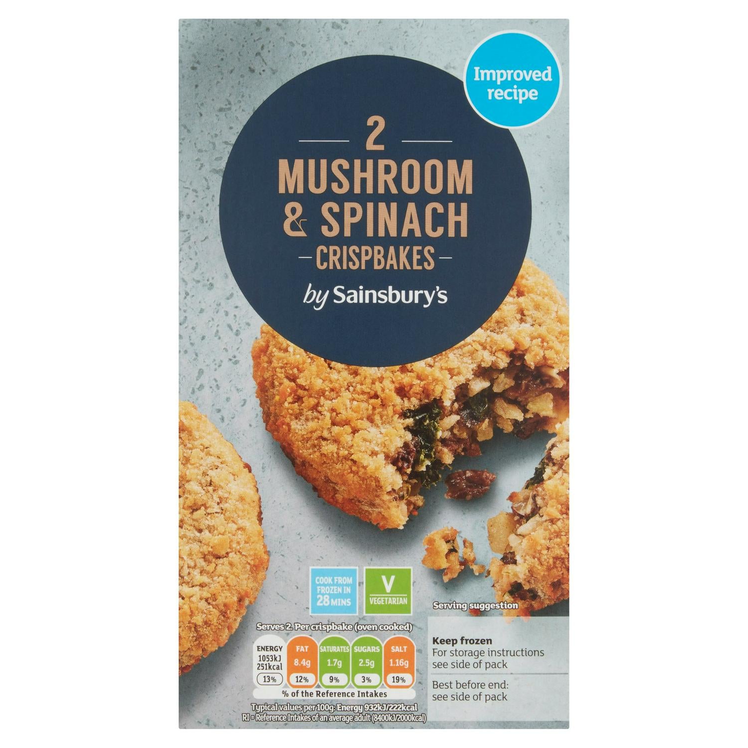 Mushroom and Spinach Crispbakes Pack of 2, 240g