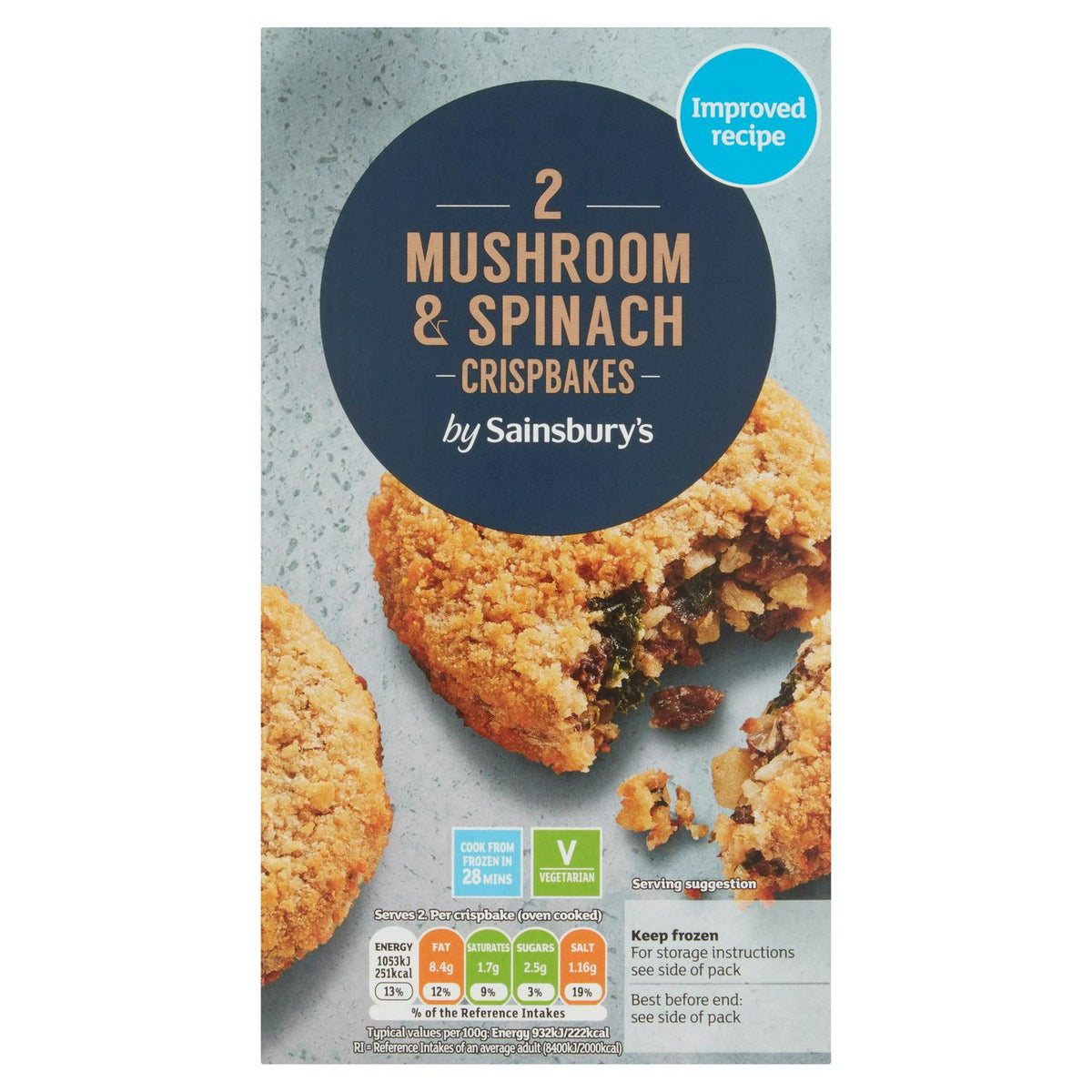 Mushroom and Spinach Crispbakes Pack of 2, 240g