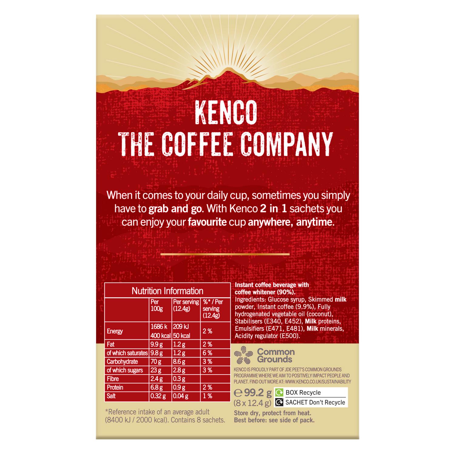 Kenco 2 In 1 Smooth White Instant Coffee Sachets x8