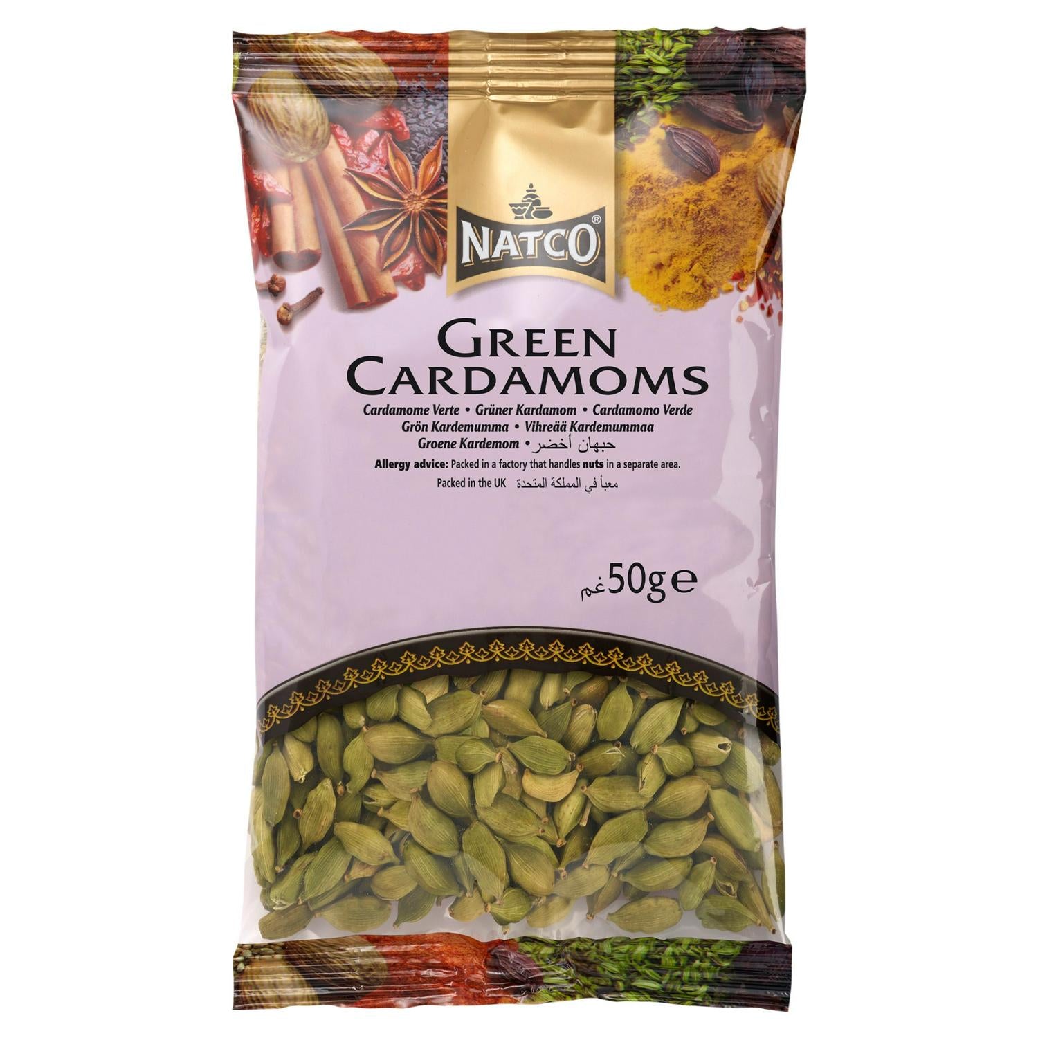 Natco Green Cardamom Spice 50g, imported from the UK