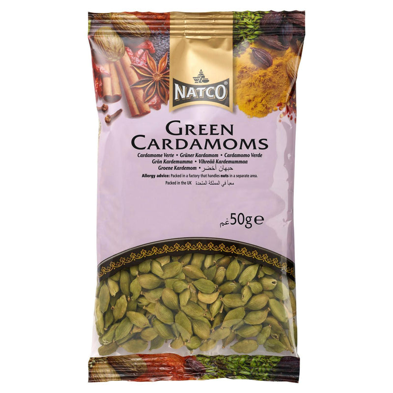 Natco Green Cardamom Spice 50g, imported from the UK