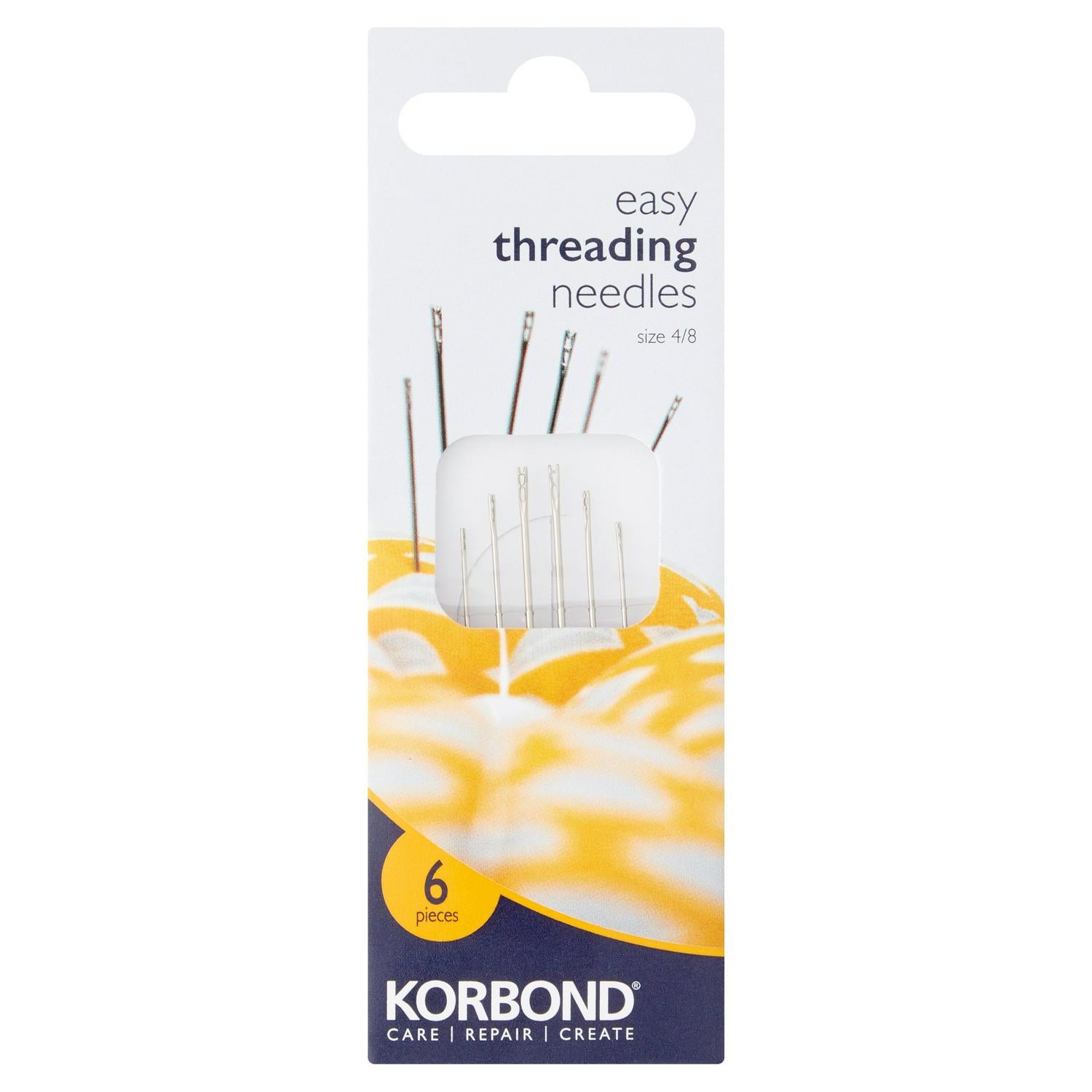 Korbond Easy Threading Needles Size 4/8 6 Pieces, imported from the UK