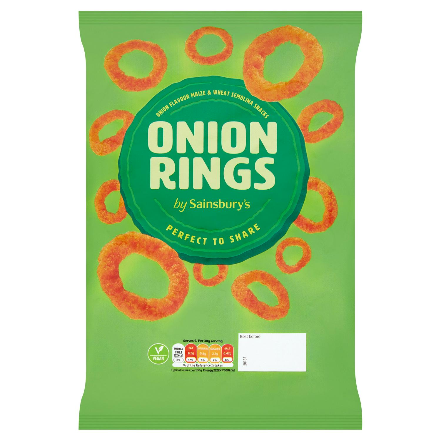 Sainsbury's Onion Rings Maize Snacks 125g, imported from the UK