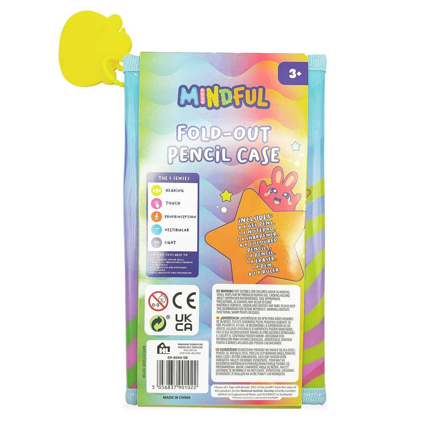 Mindful fold out pencil case stationery set multicoloured, imported from the UK
