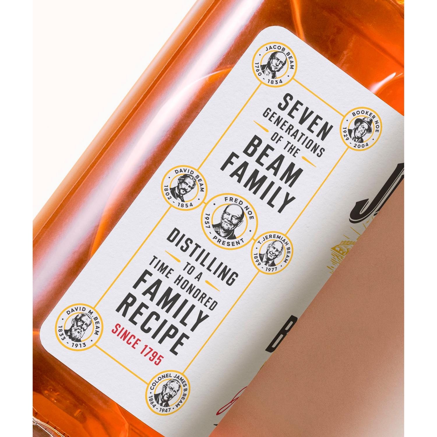 Jim Beam Kentucky Straight Bourbon Whiskey Glass Bottle 1L, UK version