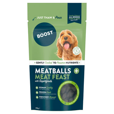 Boulettes de viande Boost + Festin de viande avec super-aliments Nourriture pour chiens 200g