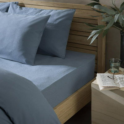 Sainsburys Cotton-Rich 180 Thread Count Fitted Sheet in Denim- Buy online at McGrocer