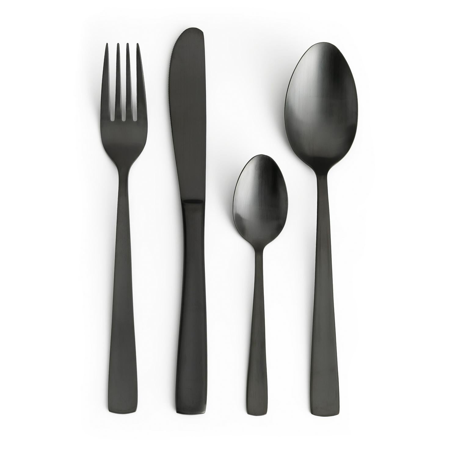 Habitat satin black cutlery set 16pc, UK version