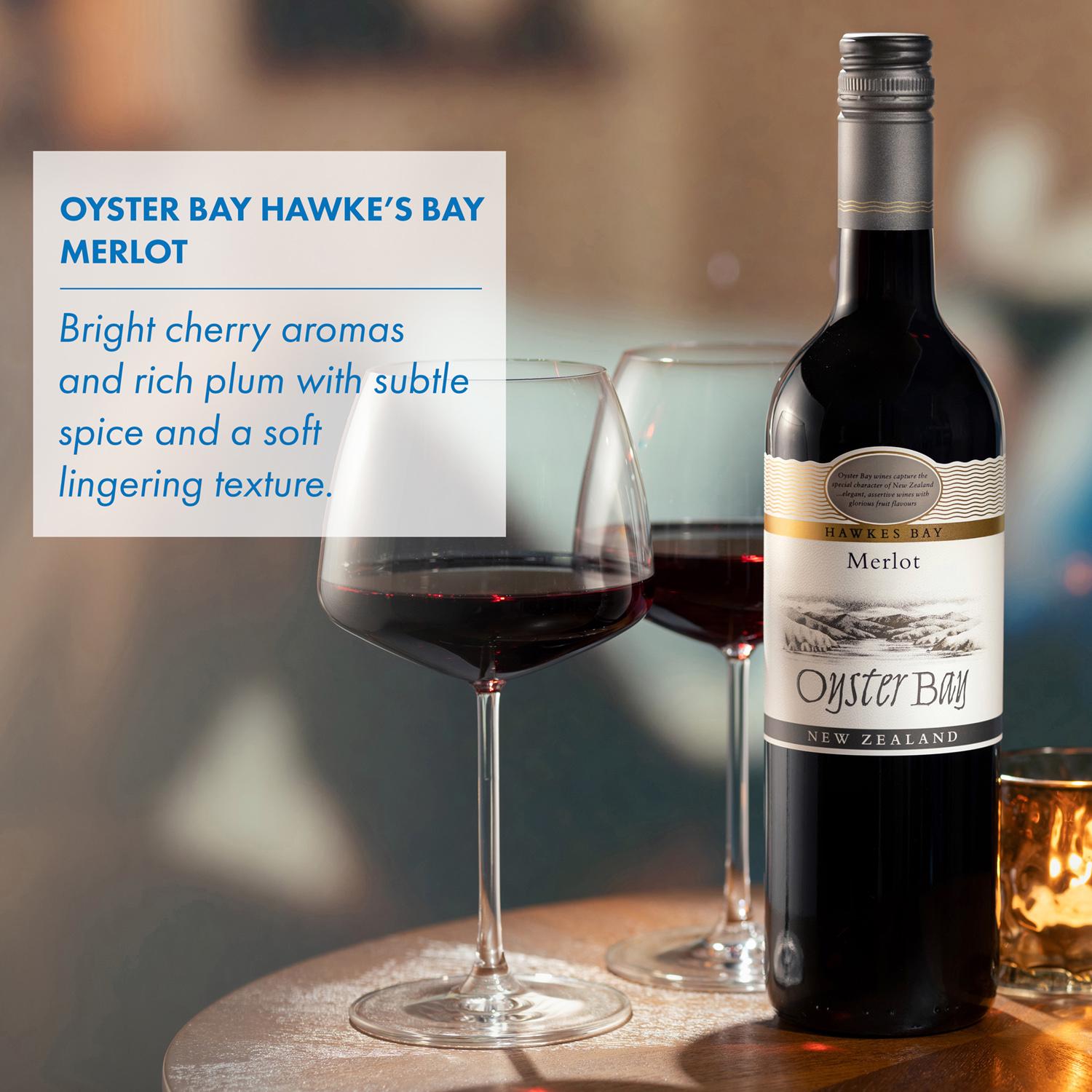 Oyster Bay Merlot red wine 75cl, UK version