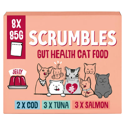 Sainsburys Scrumbles Jelly Gut Health Wet Cat Food 8 x 85g- Buy online at McGrocer