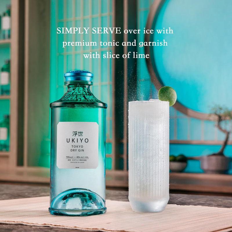Ukiyo Tokyo Dry Gin 70cl premium spirit bottle package (British brand)