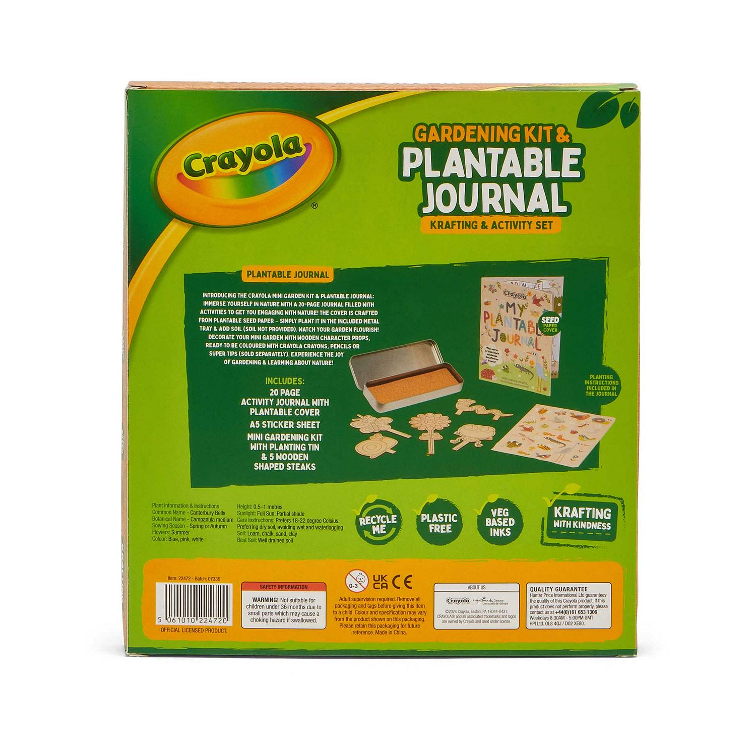 Crayola plantable journal mini garden kit with seed paper cover - British product