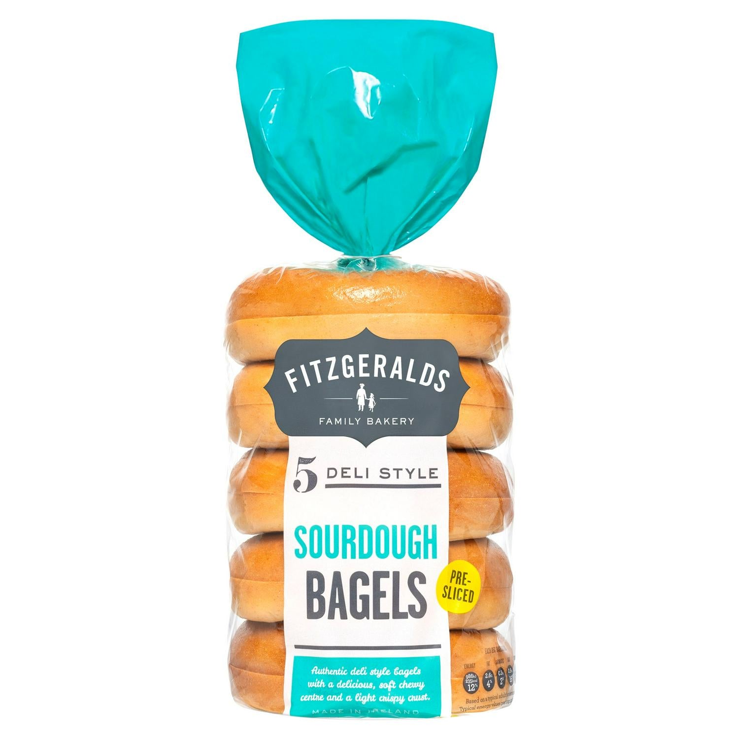 Fitzgeralds Sourdough Bagels Pre-Sliced x5 - British product