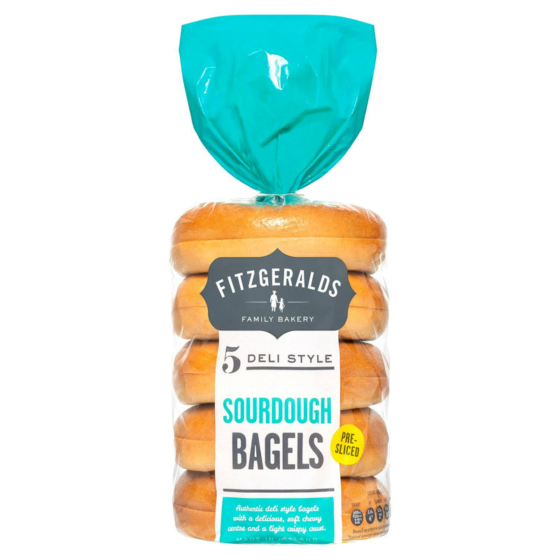 Fitzgeralds Sourdough Bagels Pre-Sliced x5 - British product