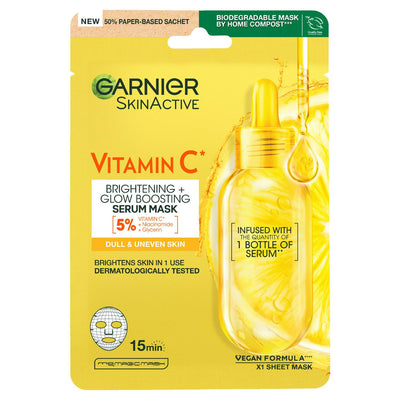 Sainsburys Garnier Brightening Super Hydrating Vitamin C Sheet Mask 28g- Buy online at McGrocer