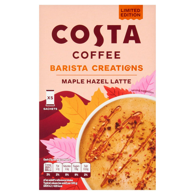 Maple Hazelnut Latte Instant Coffee Beverage, Limited Edition 5 x 17g Sachets