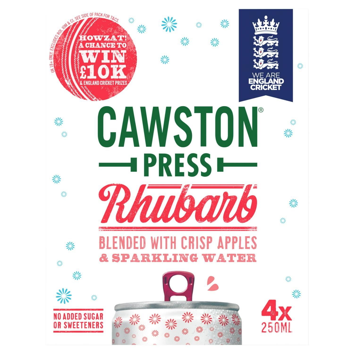 Cawston Press rhubarb sparkling drink 4 pack 250ml - British product