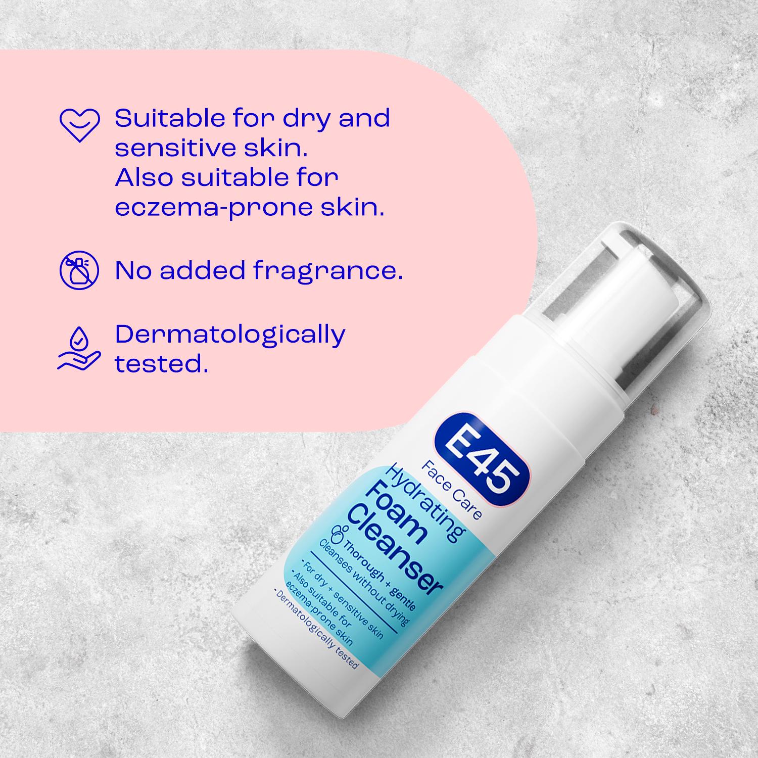 E45 foaming cleanser for dry sensitive skin 150ml - British product