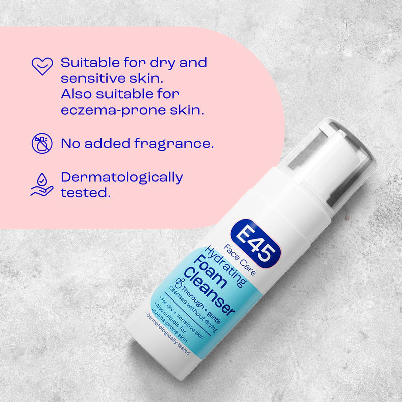 E45 foaming cleanser for dry sensitive skin 150ml - British product