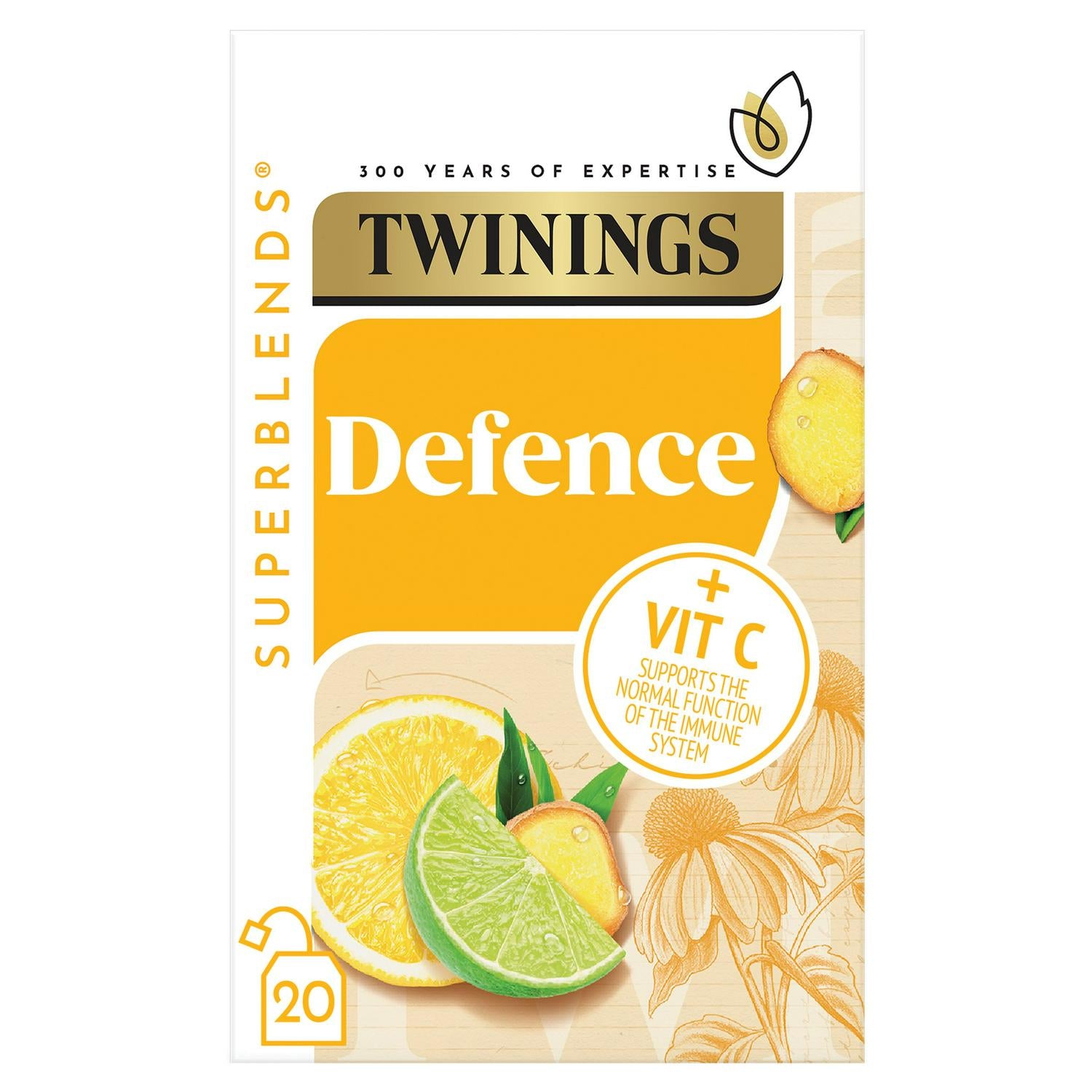 Twinings Superblends Defence with Citrus, Ginger & Green Tea, 20 Tea Bags