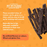 Pet Munchies venison strips 75g, imported from the UK