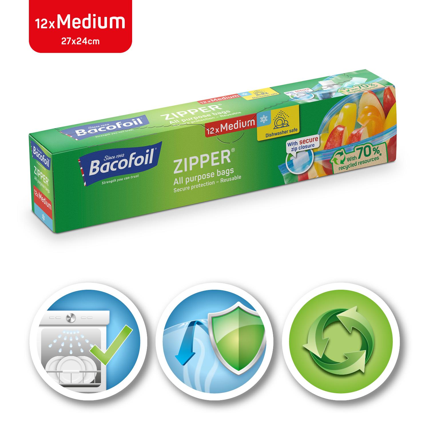 Bacofoil zipper storage bags medium 12 pack - British product