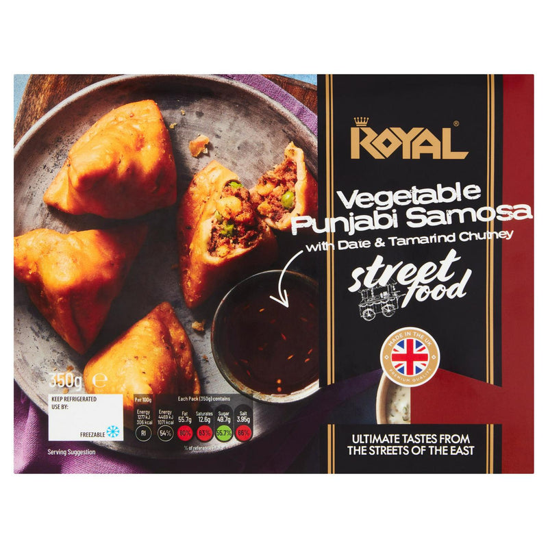 Royal Vegetable Samosa Street Food 350g, imported from the UK