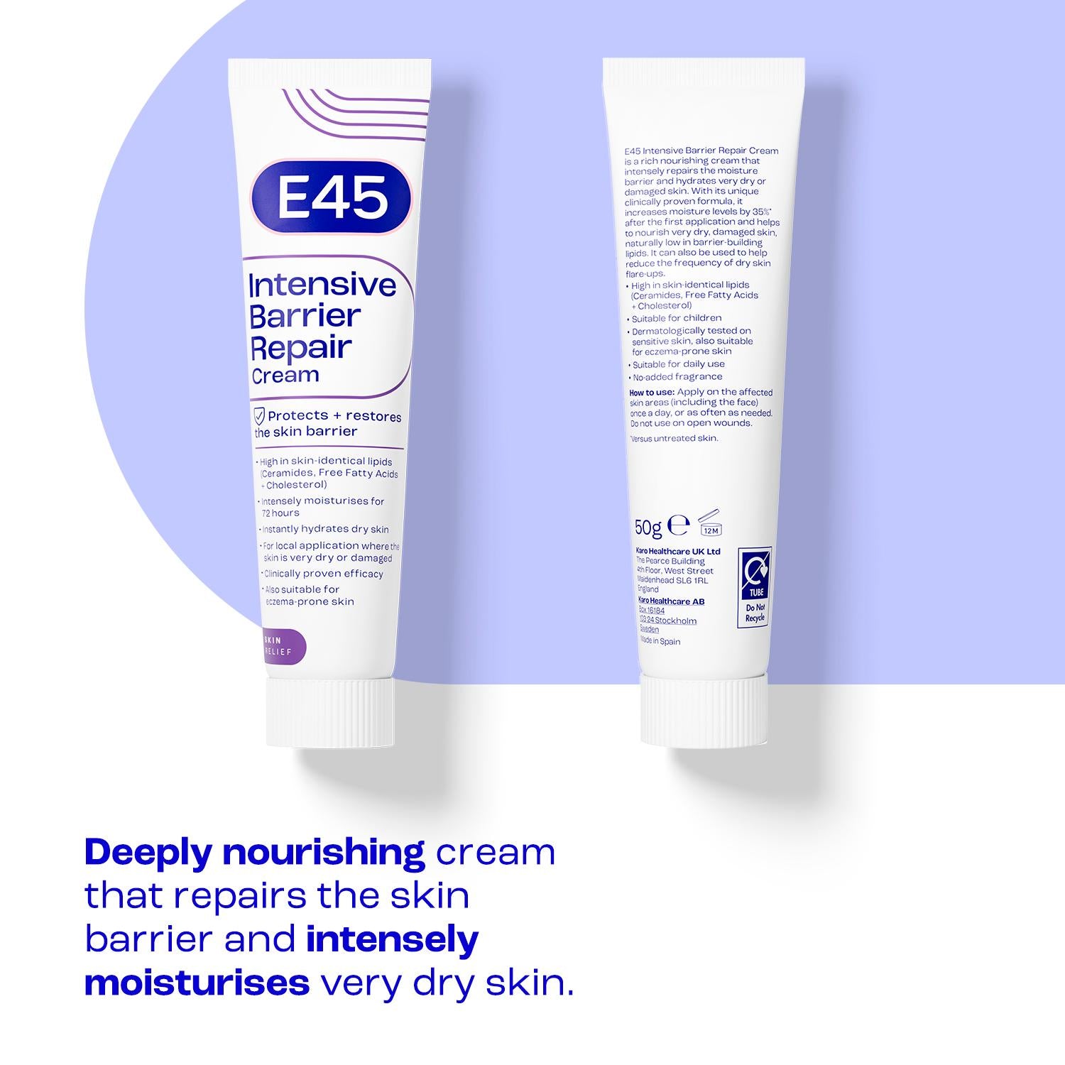 E45 intensive barrier repair cream 50g (British brand)