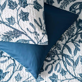 Embossed Foliage Pattern Bedding Set in White and Blue, Made from 100% Polyester Percale