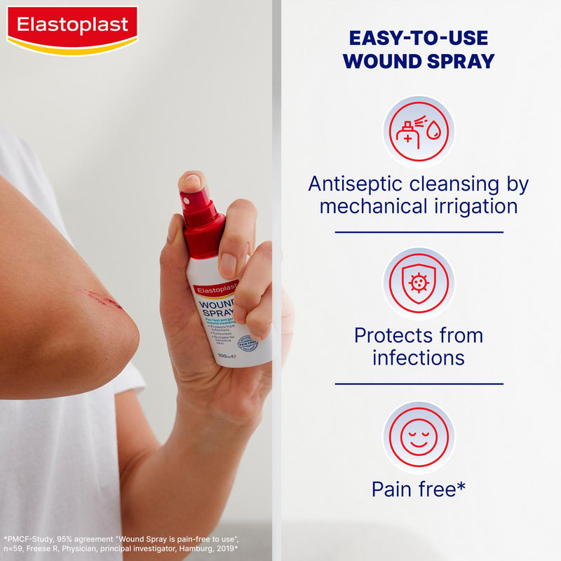 Elastoplast Wound Spray 100ml antiseptic liquid cleanser - British product