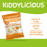 Kiddylicious melty buttons banana pumpkin 6g, imported from the UK