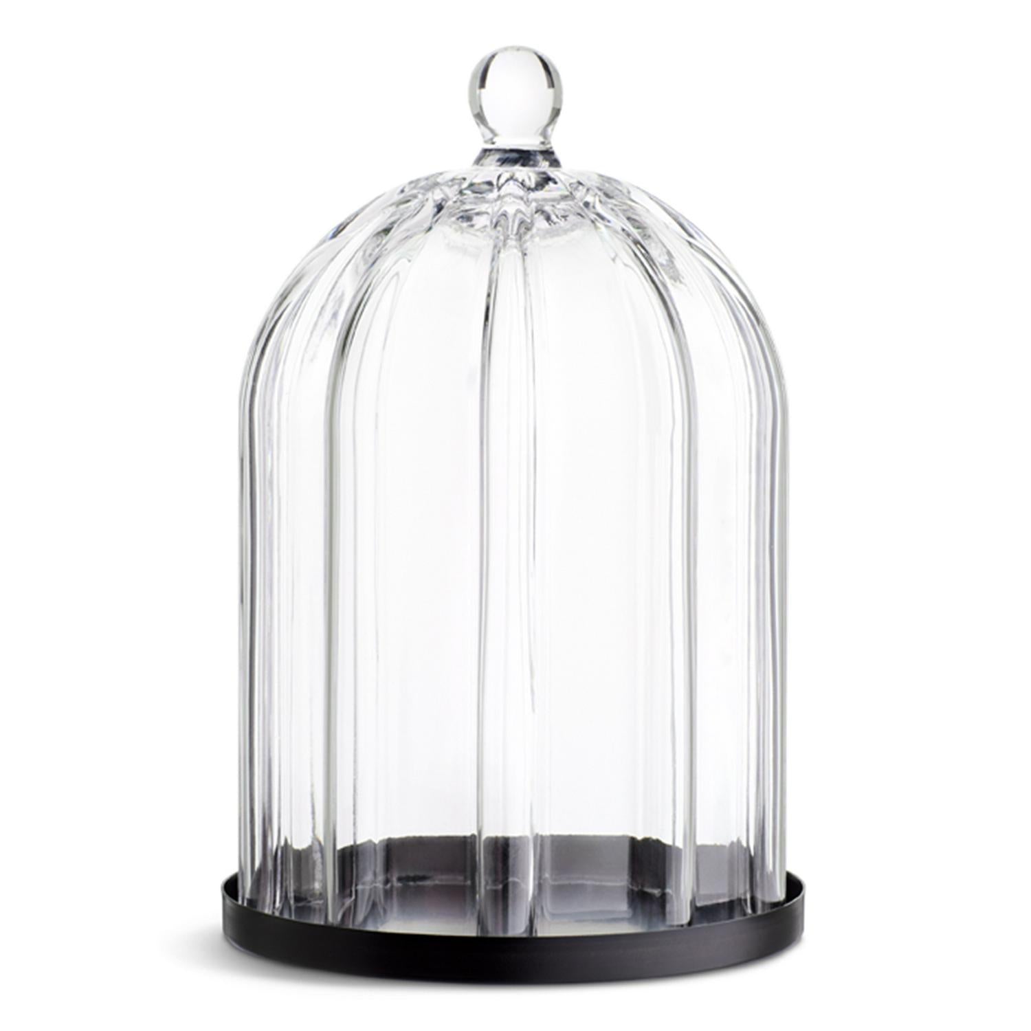 Habitat Luxe Ribbed Glass Cloche Dome 28cm, UK version